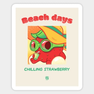 Beach Days Chilling Strawberry with Crest Magnet